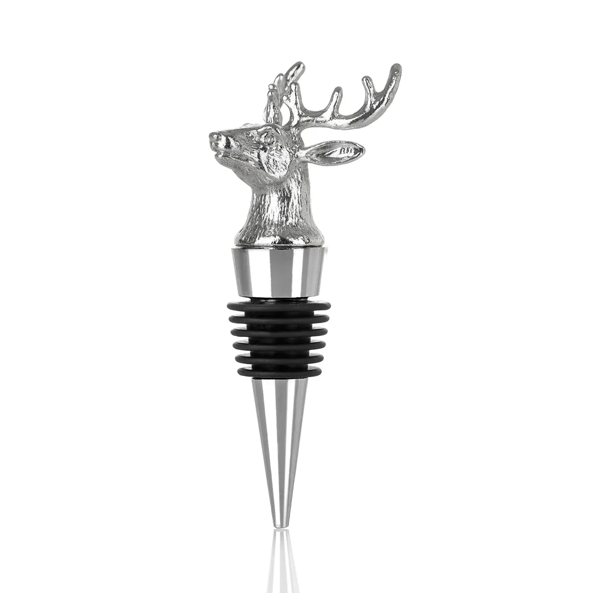 Highland Stag Bottle Stopper - Edelstahl Flaschenverschluss / Stopfen mit Hirschkopf 