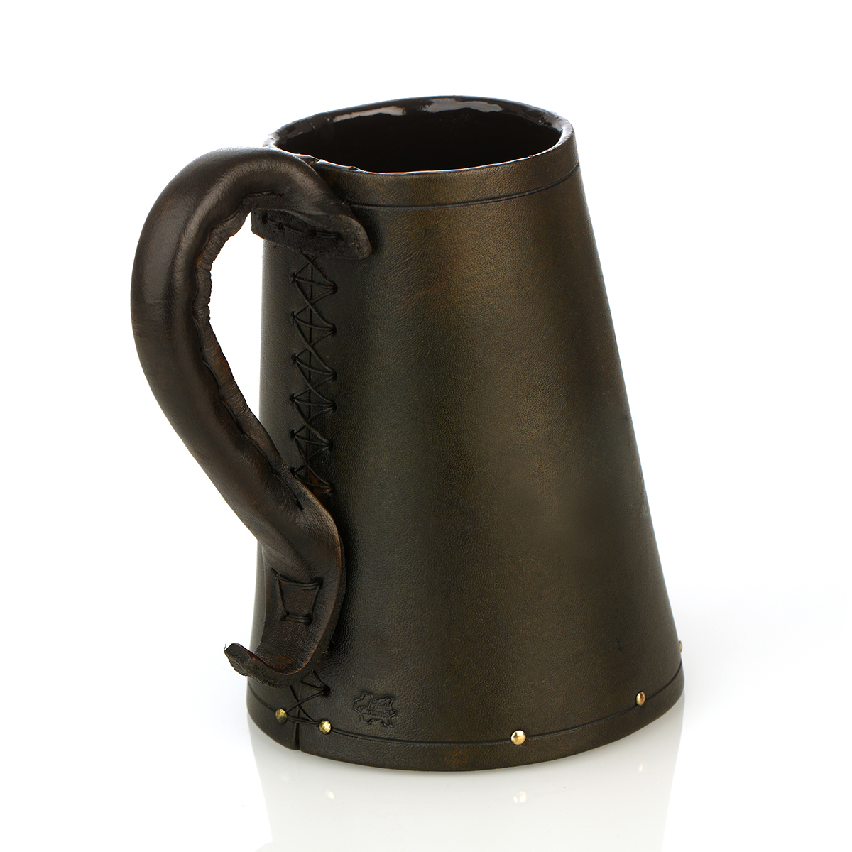 Tudor Tankard - 1 Pint - Leder Mittelalter Bierkrug aus England - grün