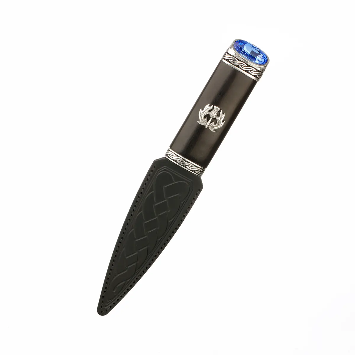 Blackwood Sapphire Sgian Dubh - keltische Muster - schottische Distel & blauer Kristall Blackwood Sapphire Sgian Dubh - keltische Muster - schottische Distel & blauer Kristall