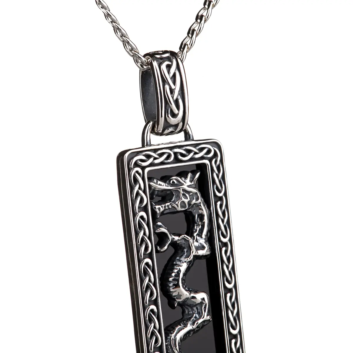 Spirit of the Celt - Black Onyx Dragon - Sterling Silber Kette aus Irland