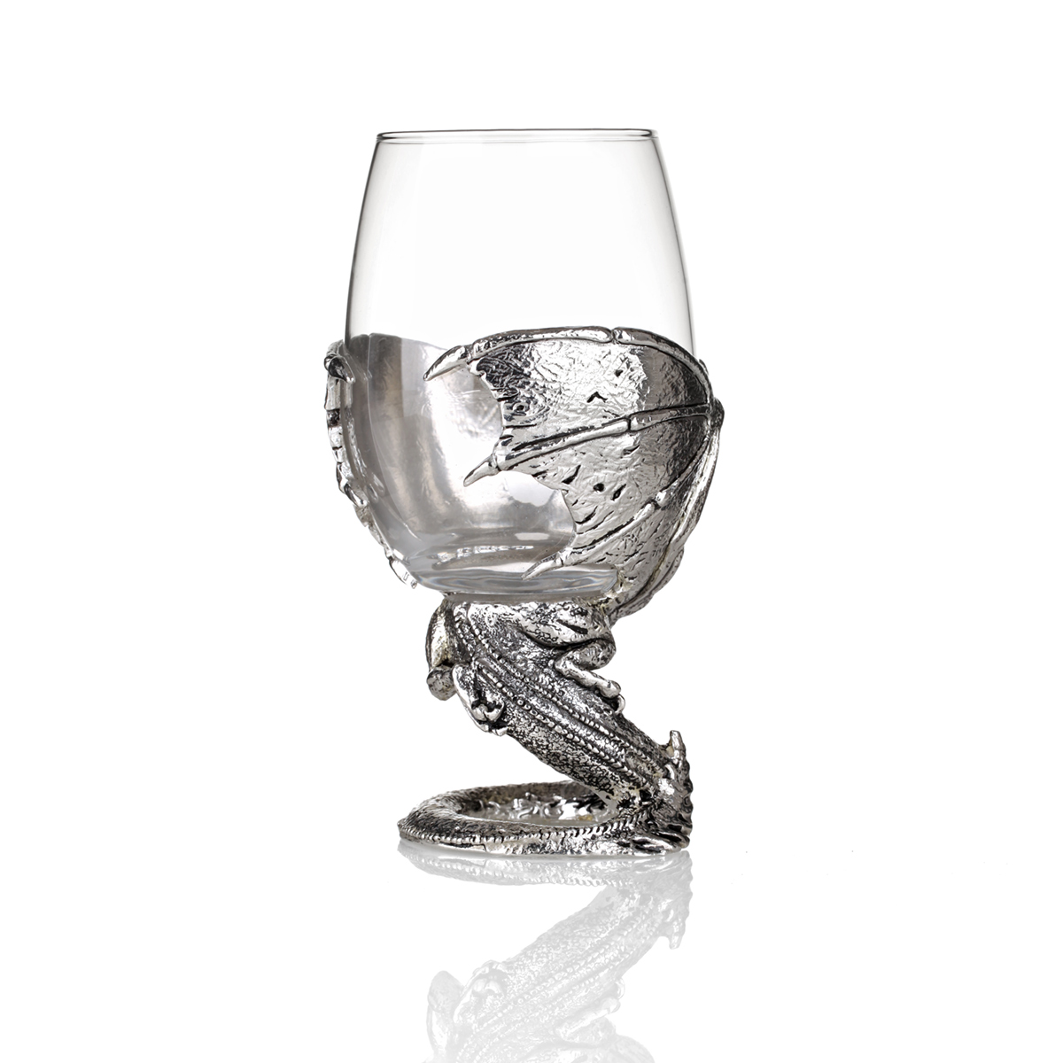 glas-wein-kristall-drache-dragon-thrones-silber-006fkQHjgcJJIU29 Two Dragons - Zwei Weingläser getragen von Drachen - Made in England