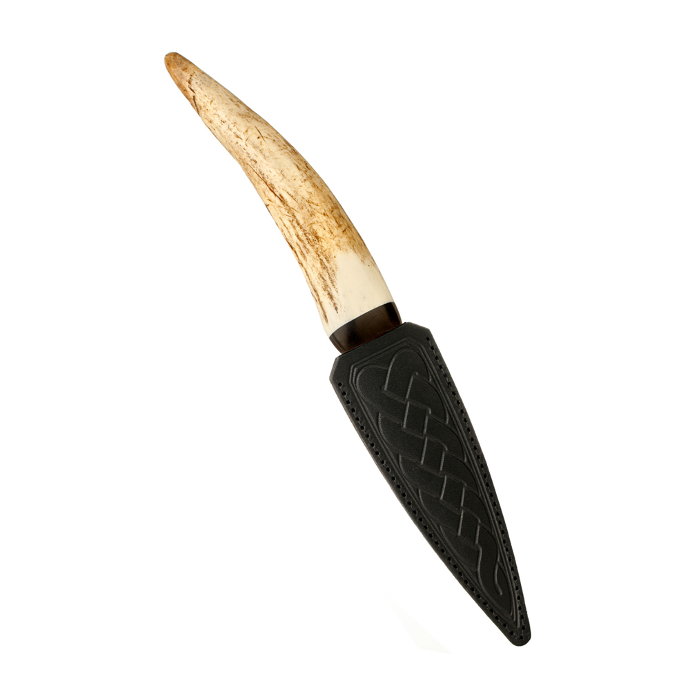 Highland Sgian Dubh aus Schottland - Hirschhorn & Edelstahl mit Lederscheide