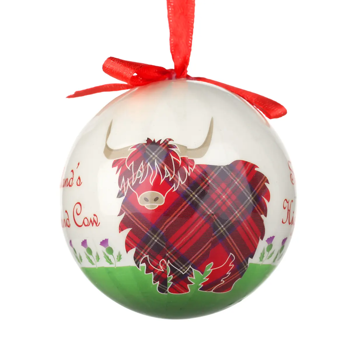 Highland Cow - Traditionell handgefertigte Weihnachtskugel mit schottischem Hochland-Rind