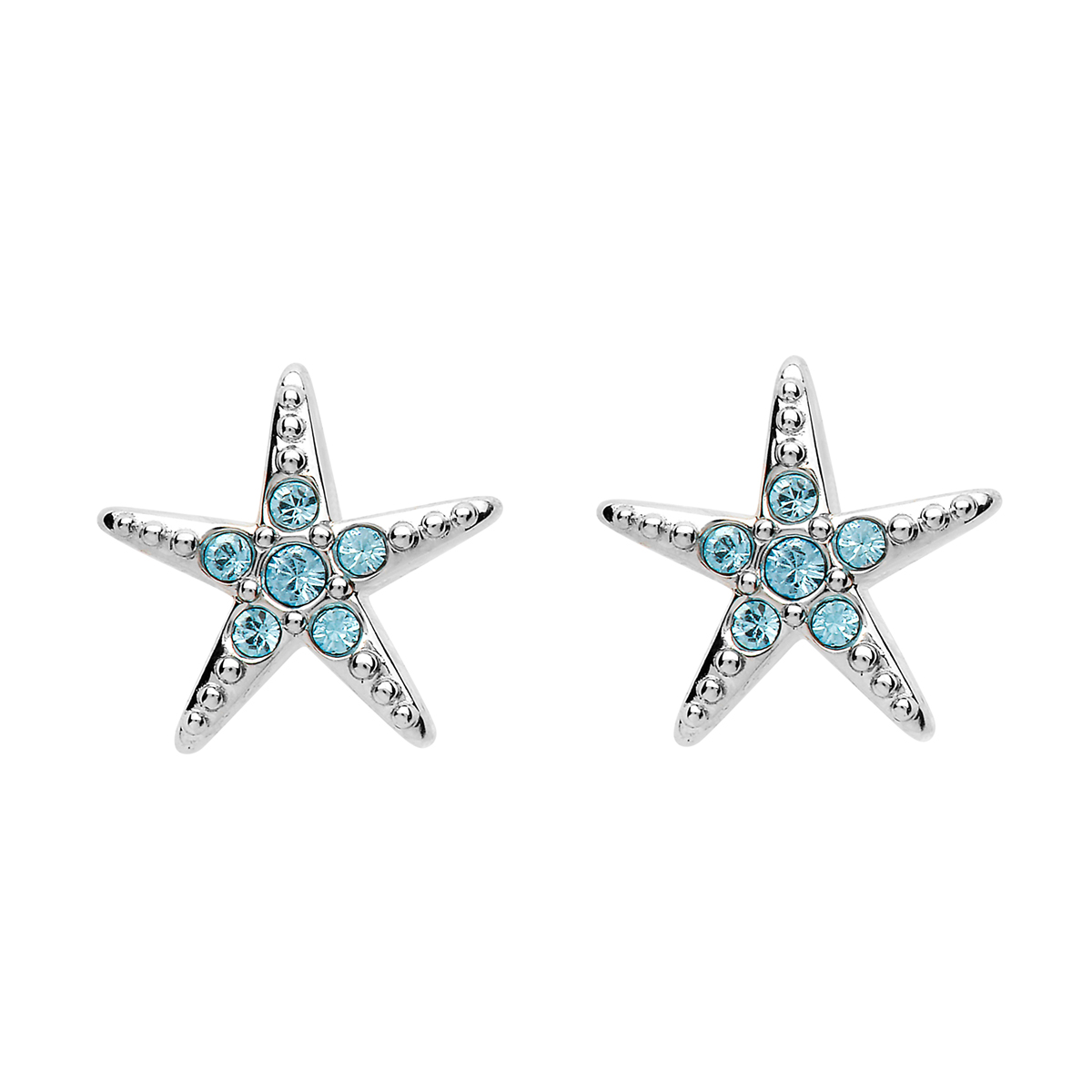 Starfish-Seestern-Swarovski-Silber-Ohrstecker-ShanoreZwfIRBl134egl Seestern Ohrstecker mit aquamarinfarbenen Swarovski Kristallen – Handgefertigt in Irland