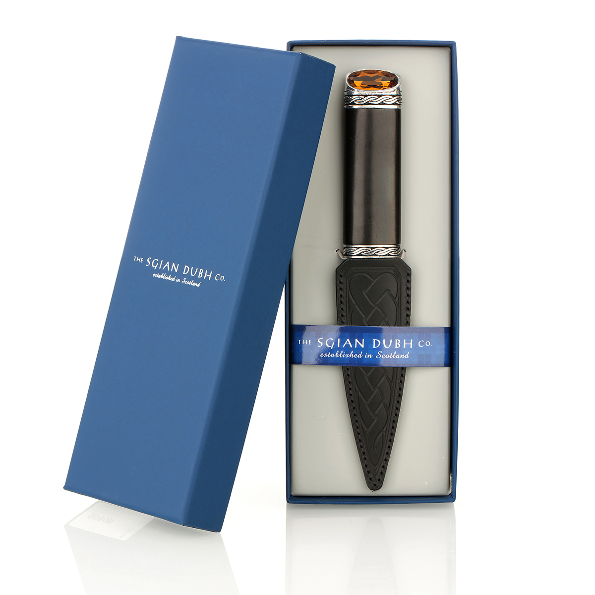 Blackwood Amber Sgian Dubh aus Schottland - Keltische Muster - Holz & Kristall