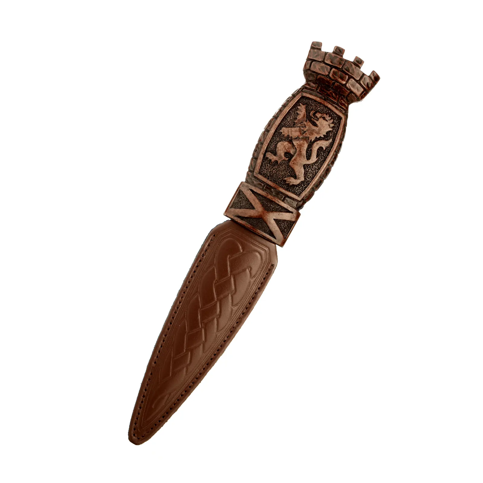 Lion Rampant Sgian Dubh - schottischer Löwe - Edelstahl & Zinn mit Lederscheide