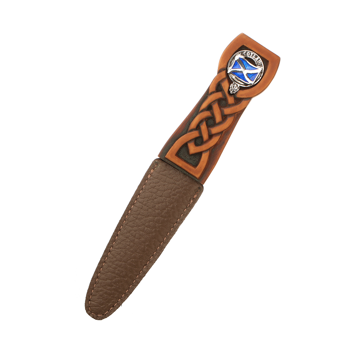 sgian-dubh-highland-kilt-schottland-saltire-001 Schottischer Sgian Dubh mit Lederscheide und Schottland Flagge - Edelstahl mit Lederscheide