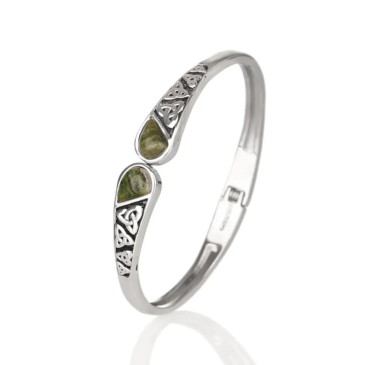 armband-armreif-silber-edelstahl-keltisch-connemara-marmor-002p8b9GXSfgkN4y Connemara Trinity Armreif aus Irland - Edelstahl rhodniert mit Scharnier