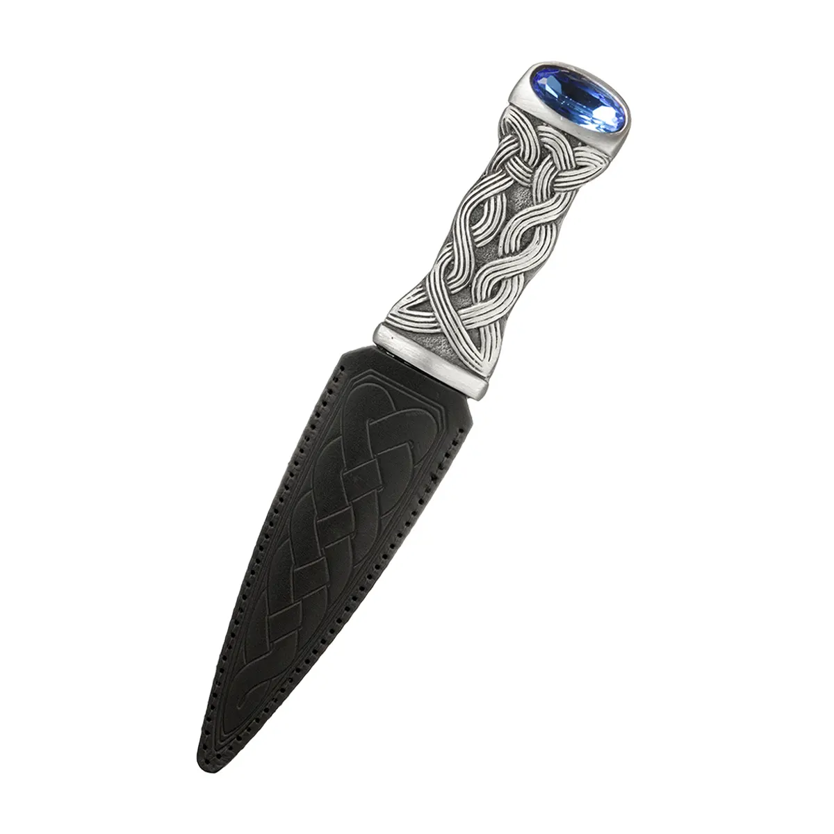 Reich verzierter Highland Sgian Dubh mit blauem Kristall – handgefertigt in Schottland Reich verzierter Highland Sgian Dubh mit blauem Kristall – handgefertigt in Schottland