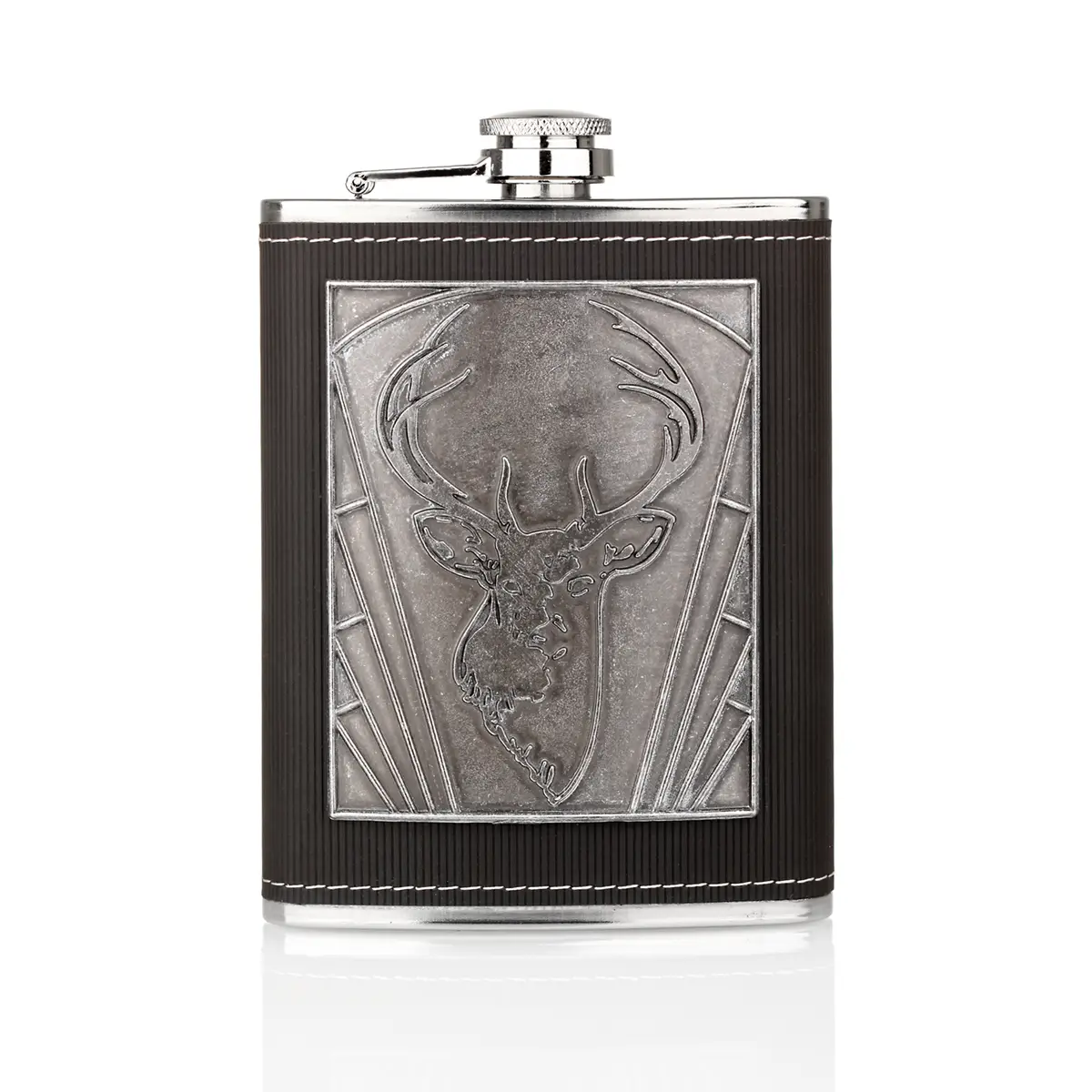 Stag Head Hip Flask - Schottischer Hirsch Flachmann aus Edelstahl