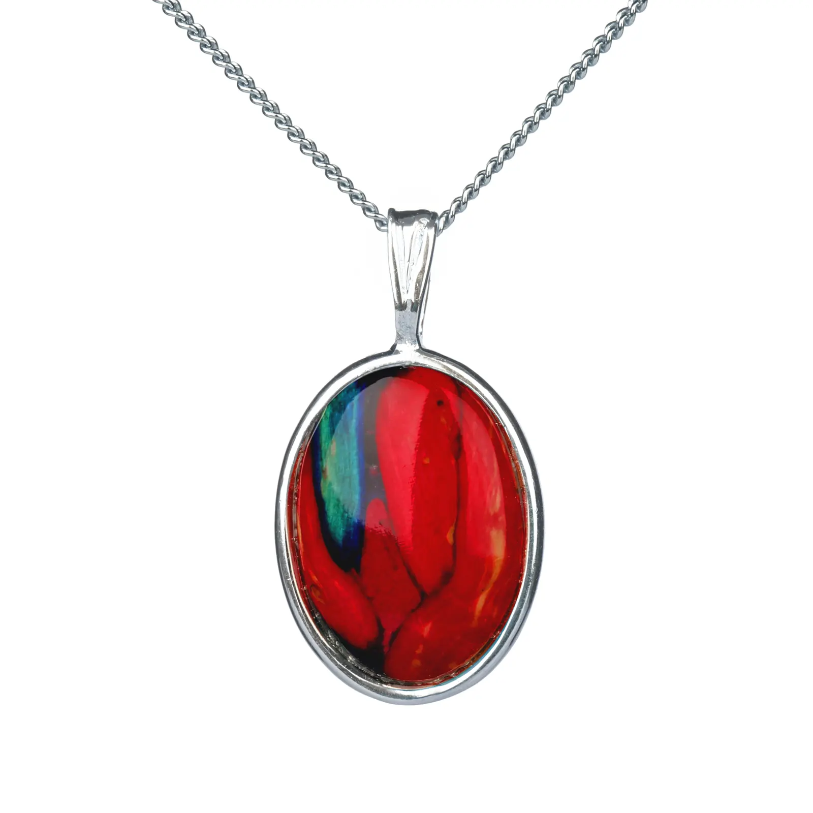 Heathergem Kette mit ovalem Anhänger – handgefertigt aus Sterlingsilber & schottischer Heide