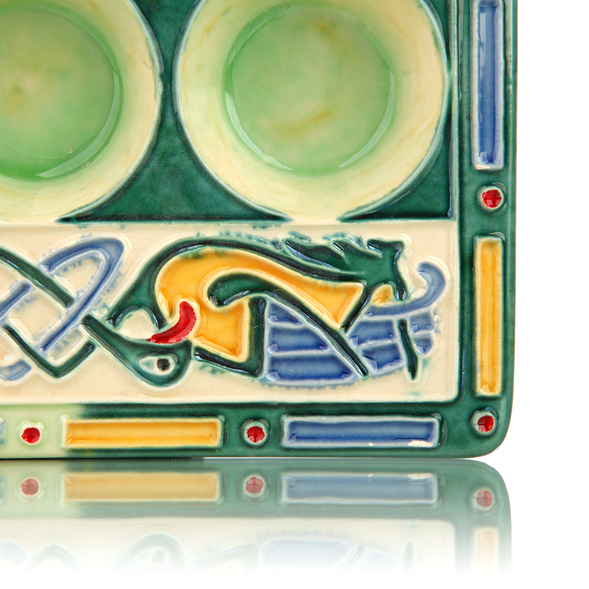 Celtic Birds  - keltischer Kerzenhalter aus Keramik für 3 Teelichter - Handbemalt