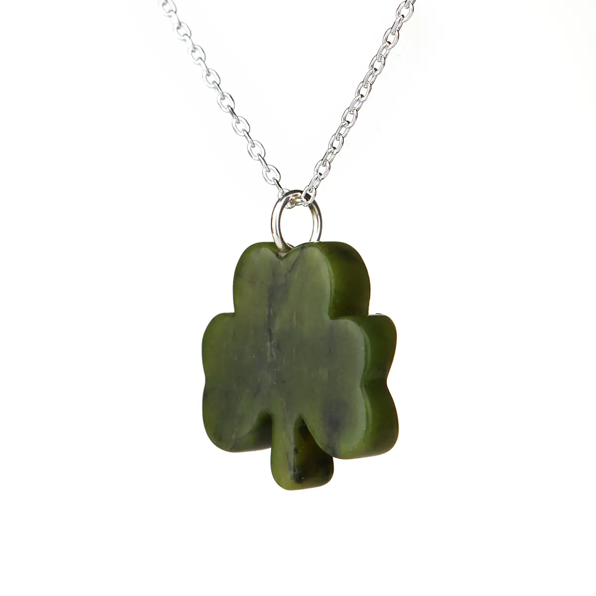 kette-anhaenger-irland-kleeblatt-shamrock-connemara-marmor-silber-001 Carved Irish Shamrock - Irische Kleeblatt Kette aus Connemara Marmor