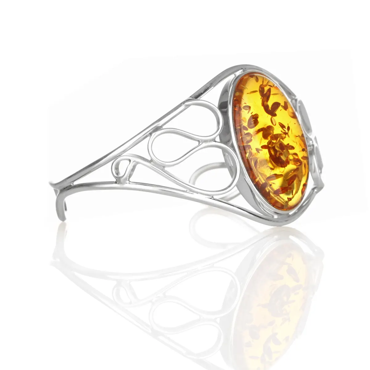 Honey Amber Bangle - Irischer Armreif aus honigfarbenem Bernstein & Sterling Silber Honey Amber Bangle - Irischer Armreif aus honigfarbenem Bernstein & Sterling Silber