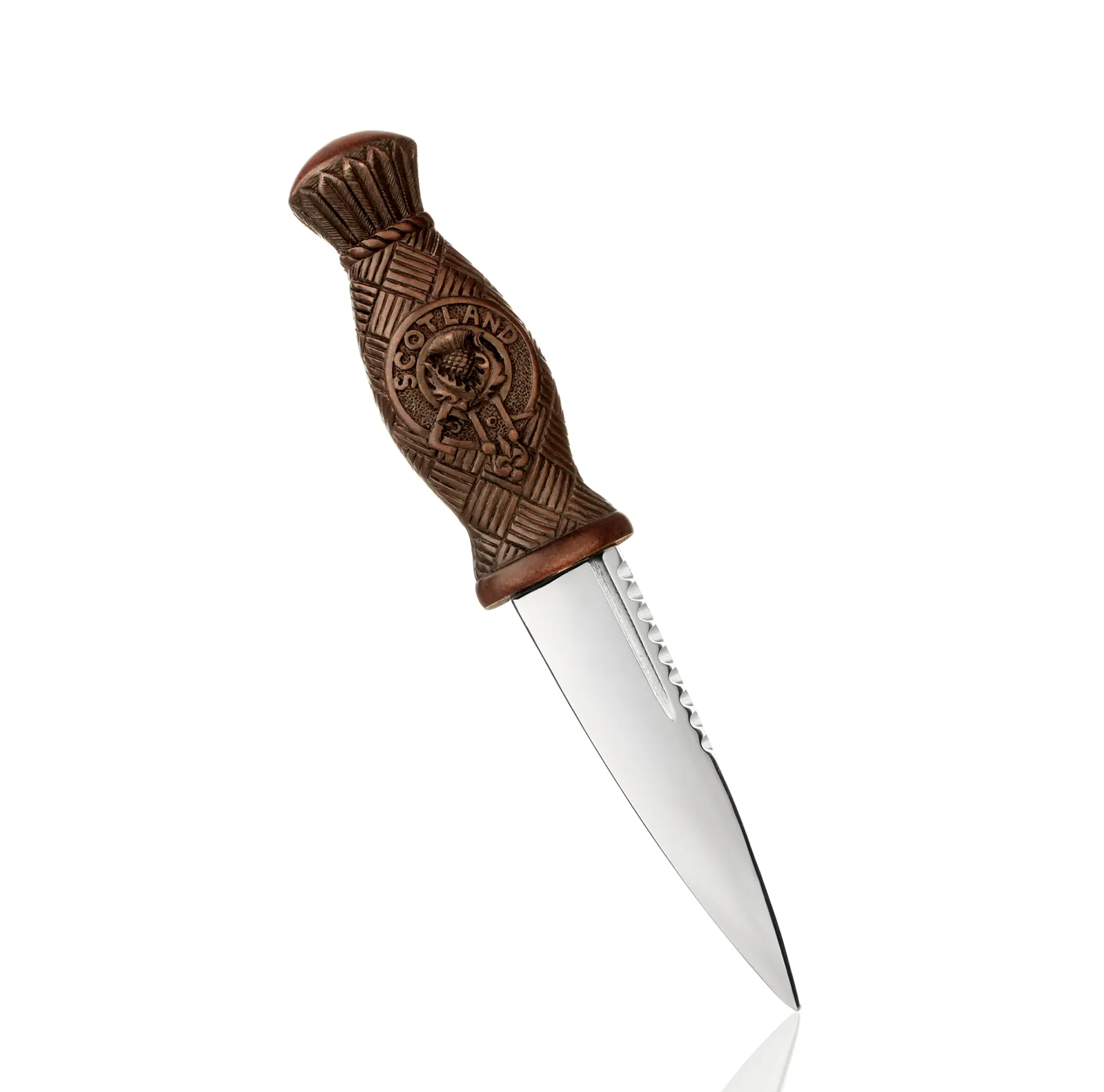 Scotland Sgian Dubh mit schottischer Distel – Edelstahl mit Lederscheide