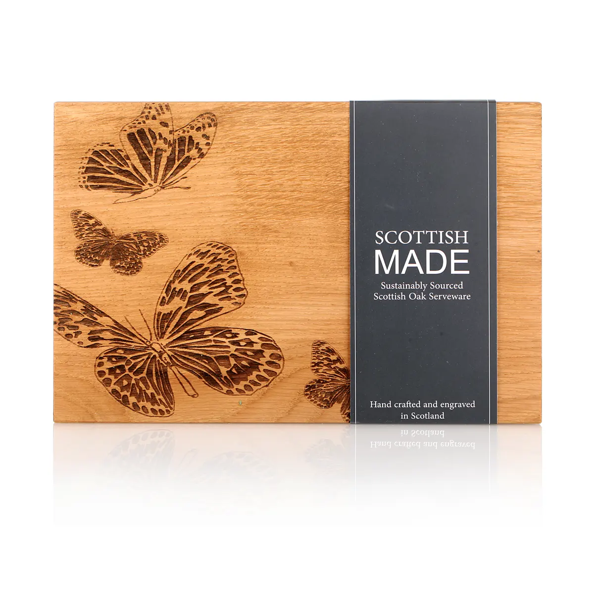 Scottish Butterflies- Eichenholz Schneidebrett / Servierbrett - Made in Scotland