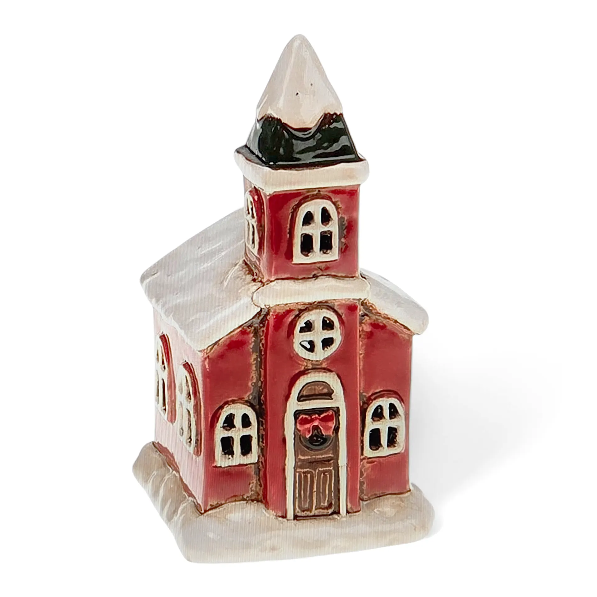 Village Pottery Teelichthalter Weihnachtskirche – handgefertigte Keramik-Deko im festlichen Stil