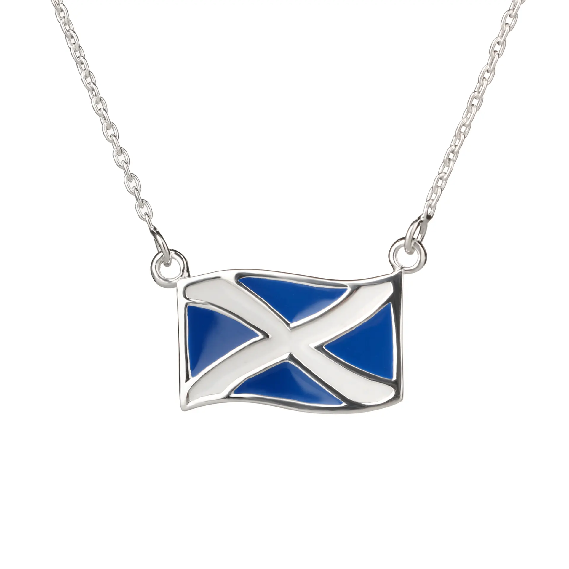 Saltire - Schottlands Flagge als Kette aus Sterlingsilber und Emaille Saltire - Schottlands Flagge als Kette aus Sterlingsilber und Emaille