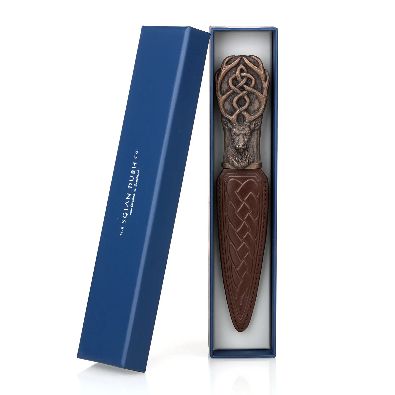 Schottischer Highland Stag Sgian Dubh mit Edelstahlklinge & Lederscheide