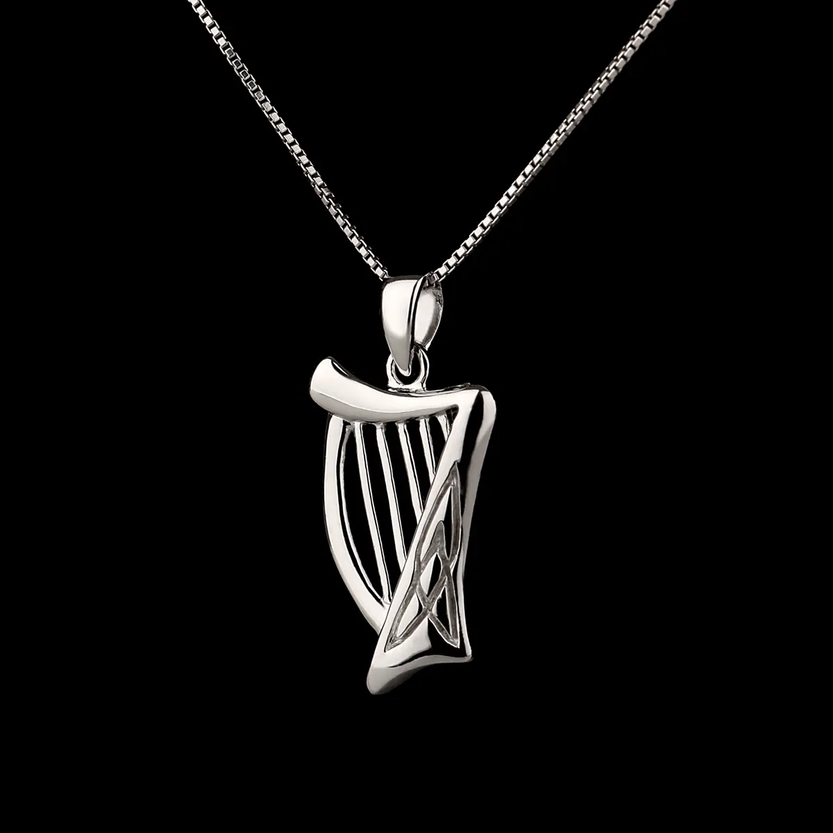 Irish Harp Kette & Anhänger - Keltische Harfe - Sterling Silber aus Irland