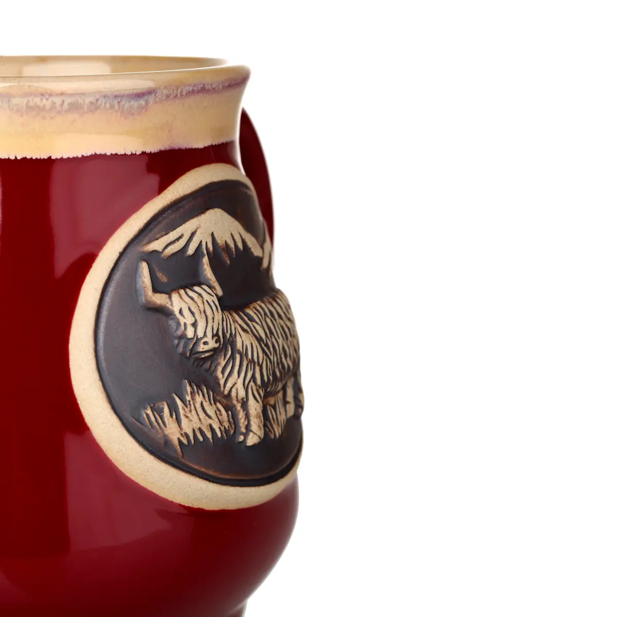 Highland Cow Stoneware Mug - Schottisches Rind Kaffeebecher - Rot