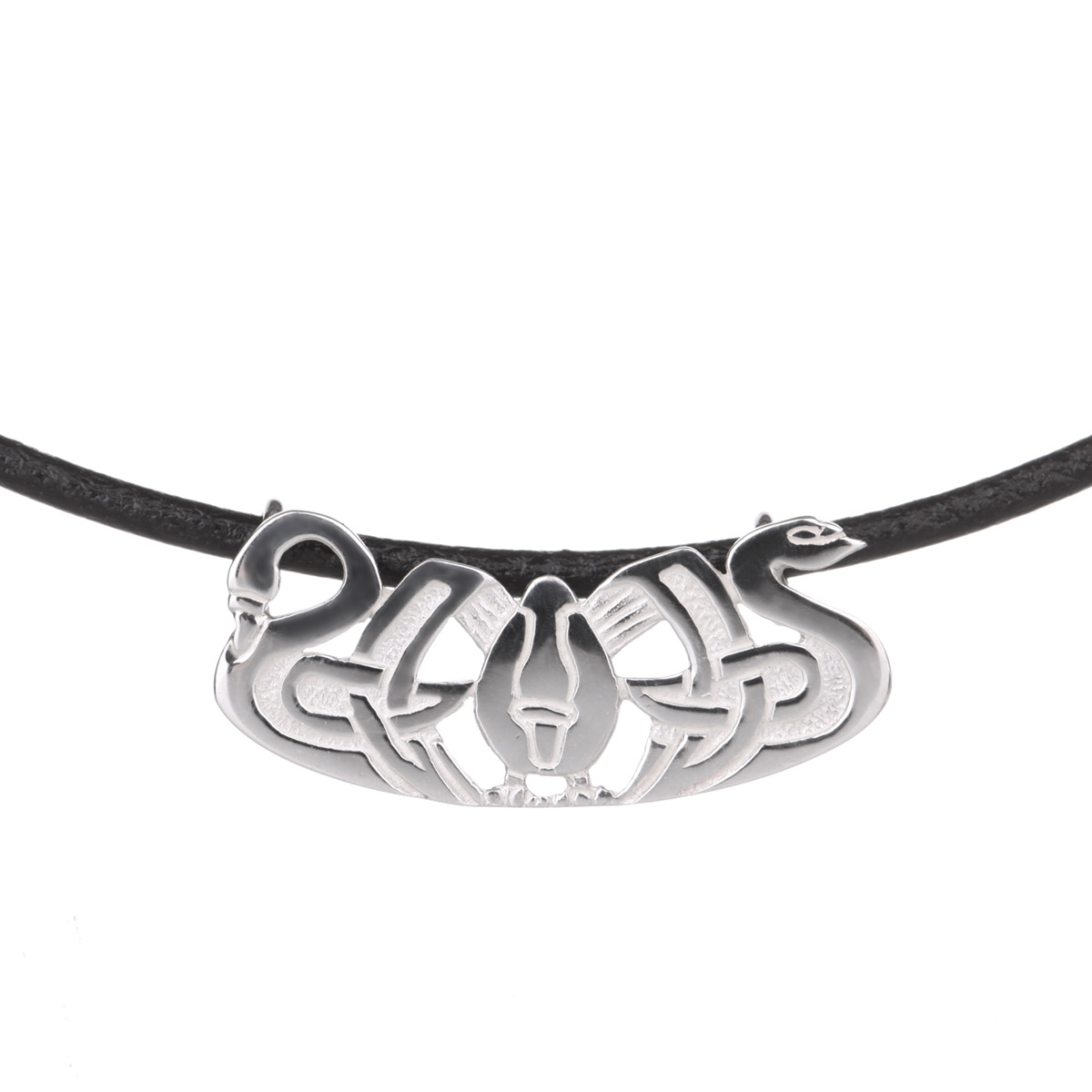kette-anhaenger-nornen-schwan-silber-shetland-001 Drei Nornen Halsband - Leder & Sterling Silber Made in Shetland