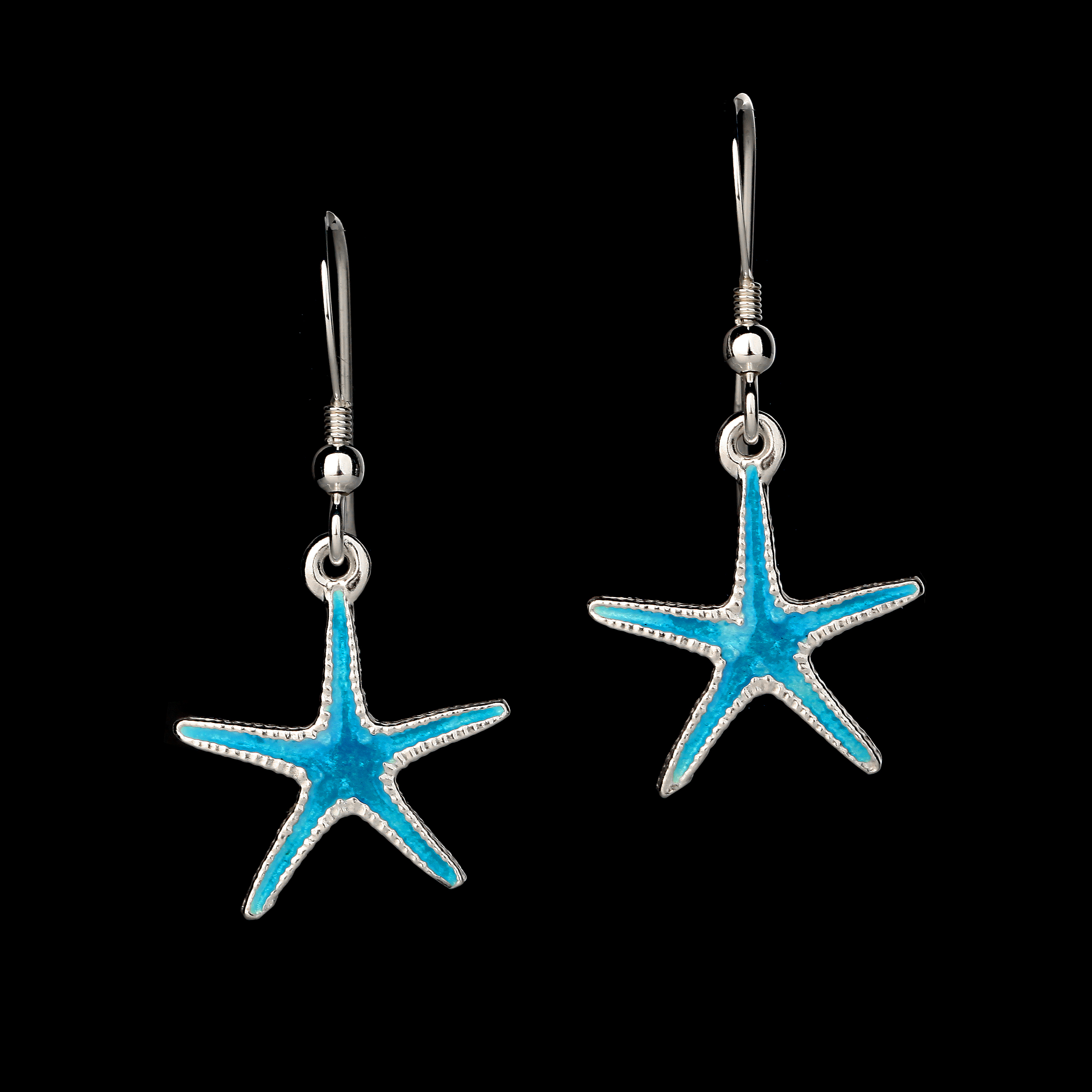 Blue Ocean Starfish - Seestern Ohrhänger aus Sterling Silber & blauer Emaille