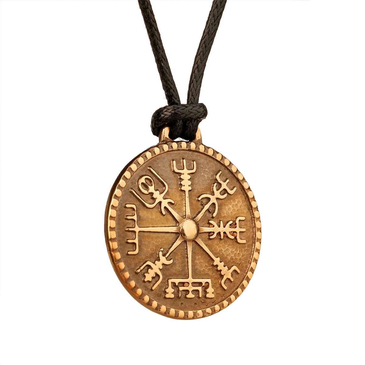 kette-anhaenger-vegvisir-bronze-gold-wikinger-island-004 Vegvisir Runen-Kompass aus Bronze - Handgefertigter Anhänger aus England