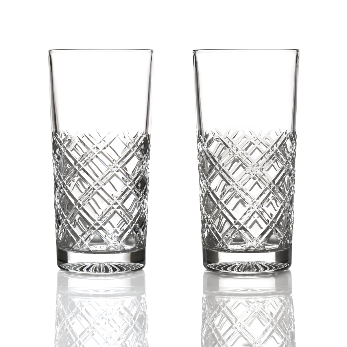 Tartan - 2 x Highball Longdrink Glas - Handgefertigt aus Kristallglas