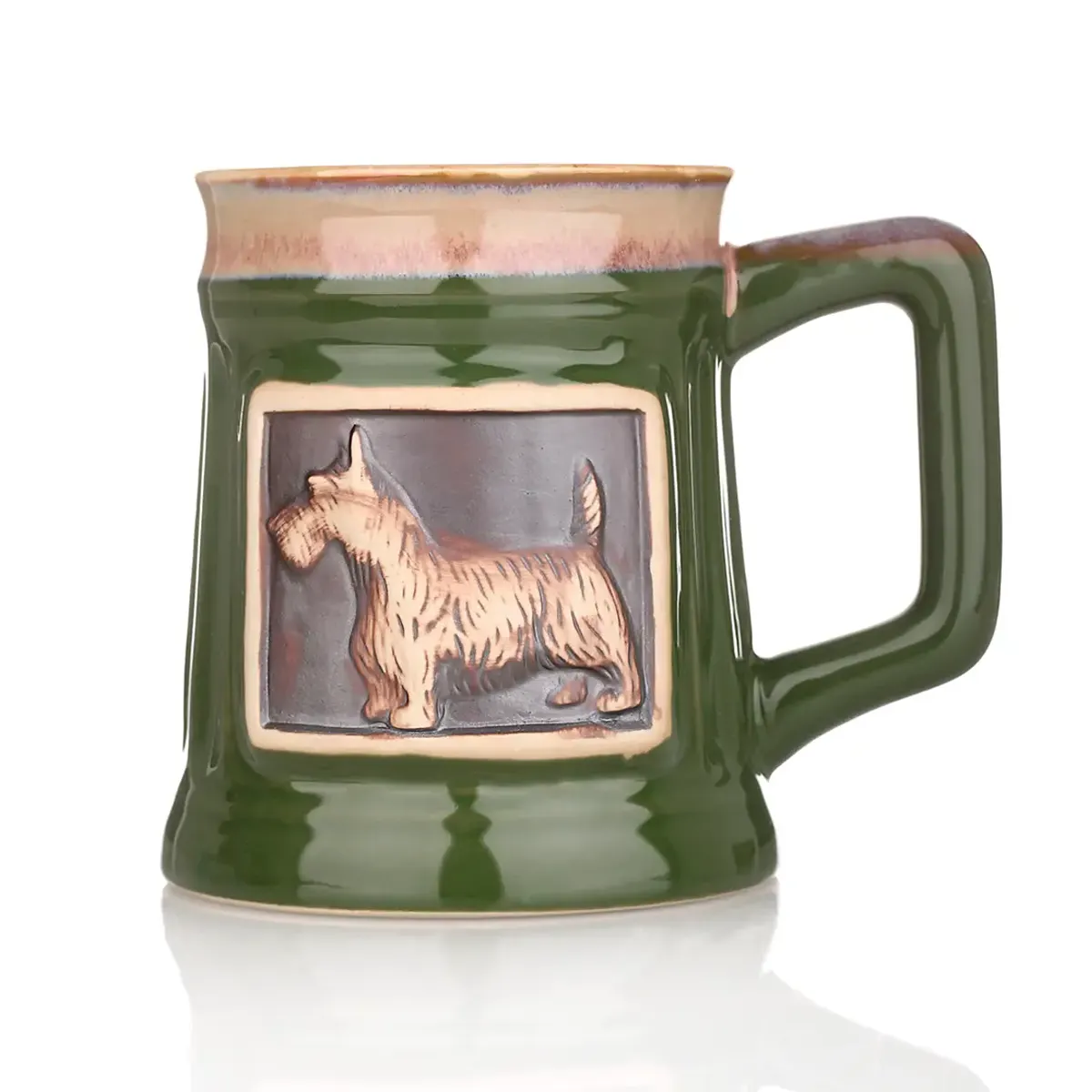 Scottie Dog Stoneware Tankard - Schottische Distel Bierkrug - Grün