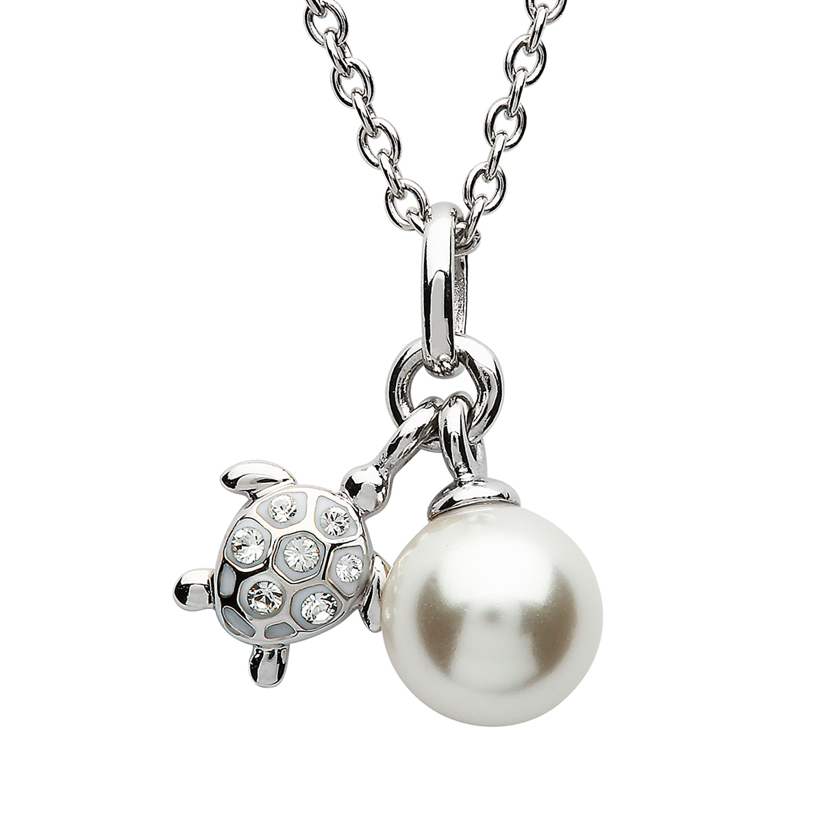 Pearl Turtle - Schildkröte aus Sterling Silber mit Swarovski Kristallen & Perle