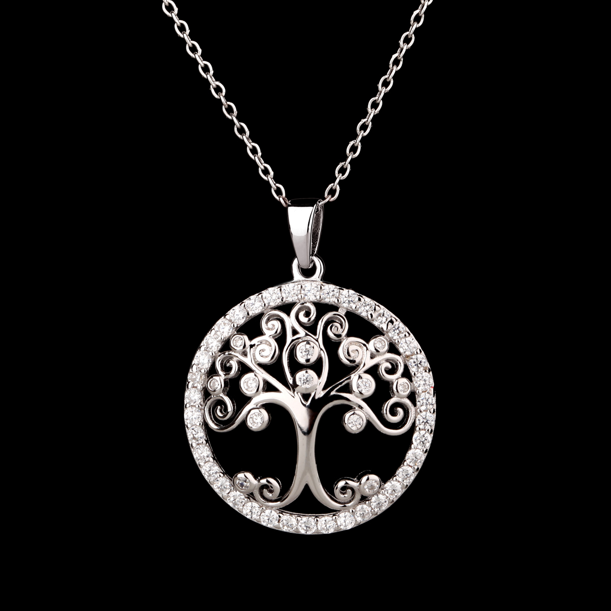 Celtic Crystal - Lebensbaum Kette aus Irland - Sterling Silber & Kristall