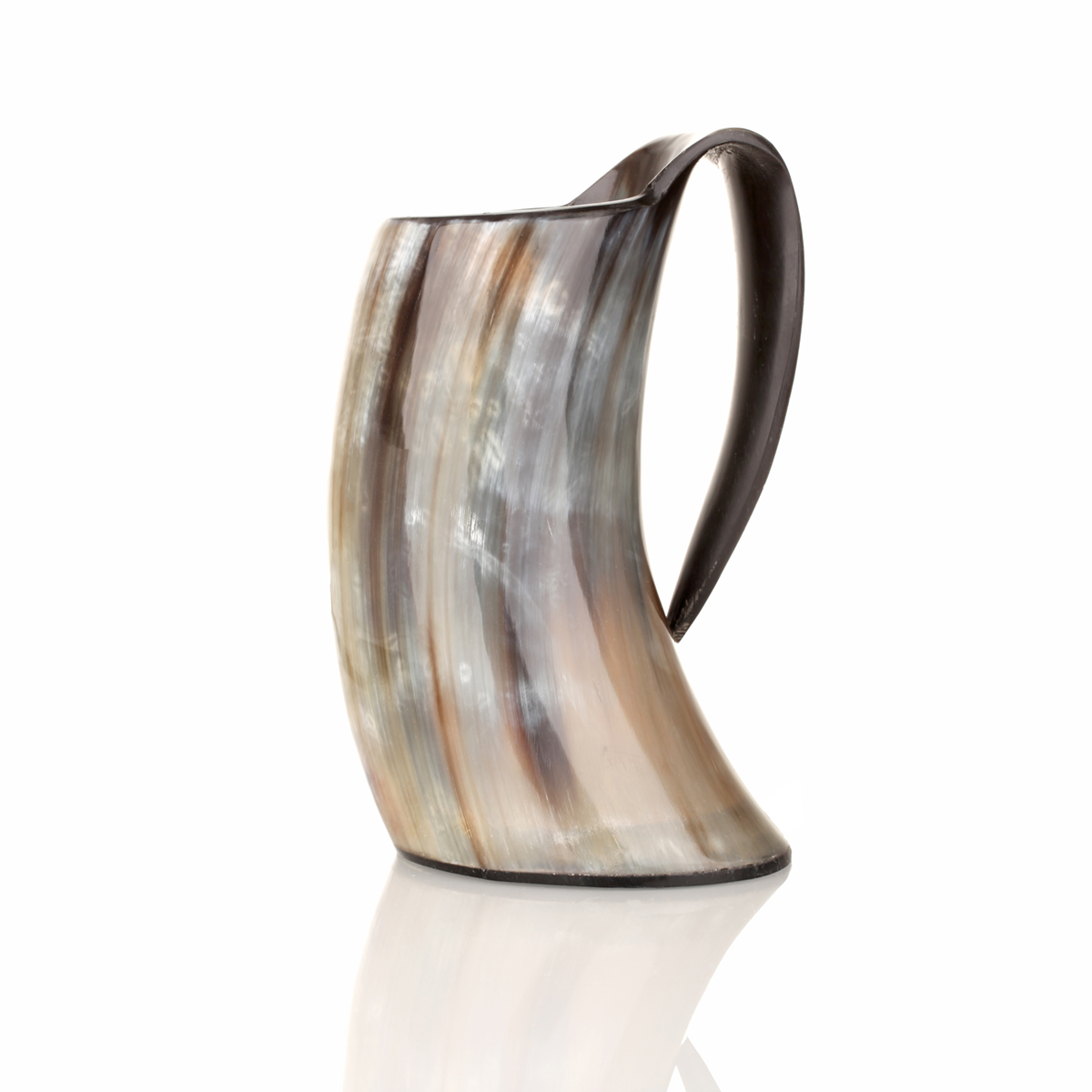 Becher-Horn-Henkel-Wikinger-Hornbecher-Trinkhorn-500-018 Wikinger Hornbecher mit Henkel - 0,3 Liter - Rinderhorn poliert