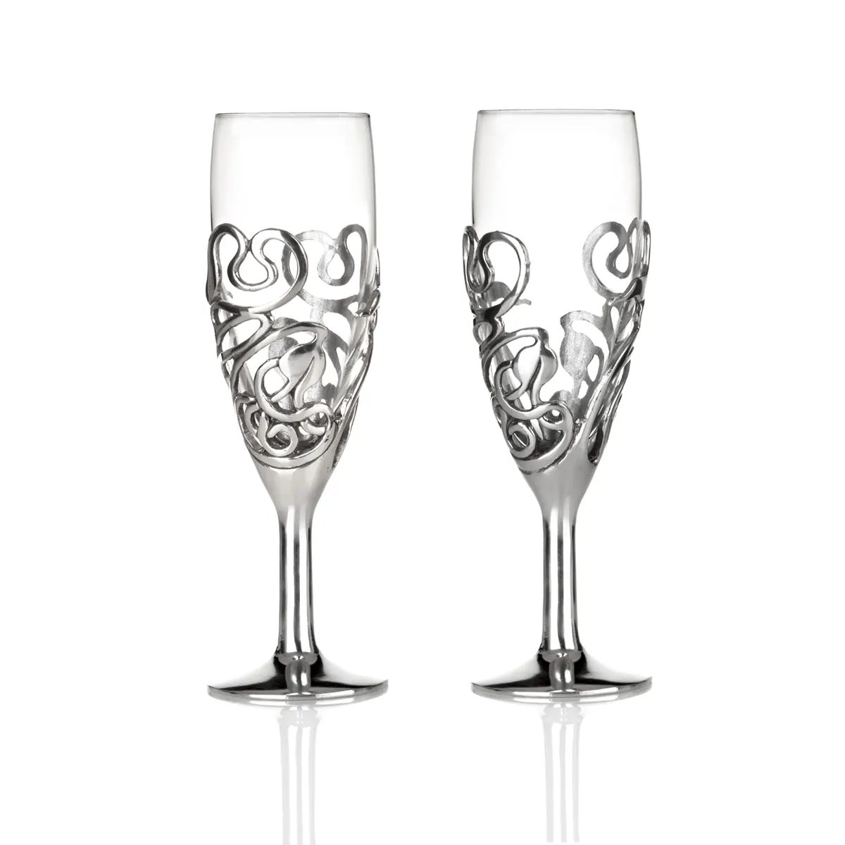 sekt-champagner-glas-keltisch-zinn-silber-002 Zwei Champagnergläser mit keltischem Muster - Handgefertigt in England