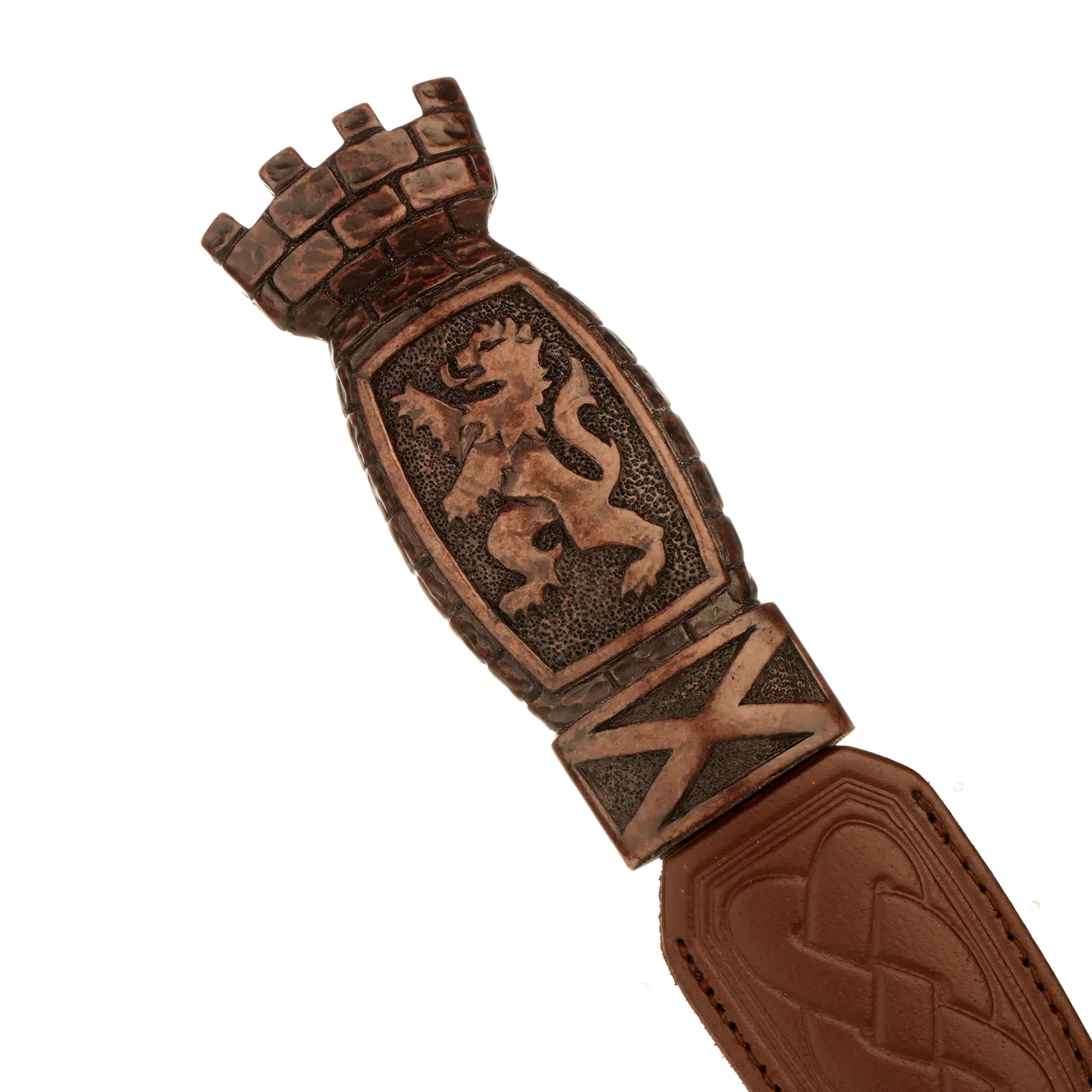Lion Rampant Sgian Dubh - schottischer Löwe - Edelstahl & Zinn mit Lederscheide