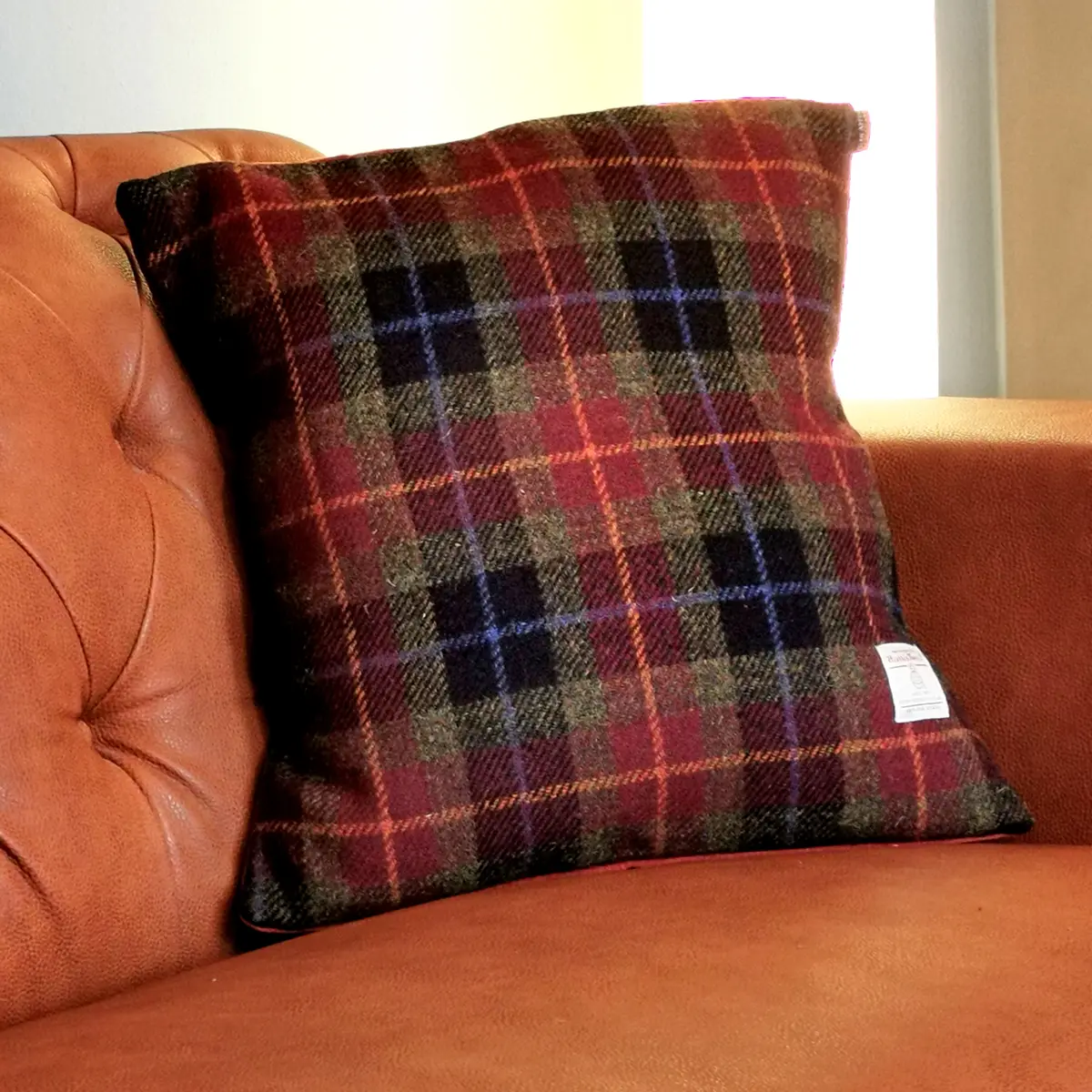 kissen-cushion-45x45-harris-tweed-schottland-tartan-karo-rust-check-006 Harris Tweed Kissen aus Schottland in Rust Check Tartan - 45 x 45 cm