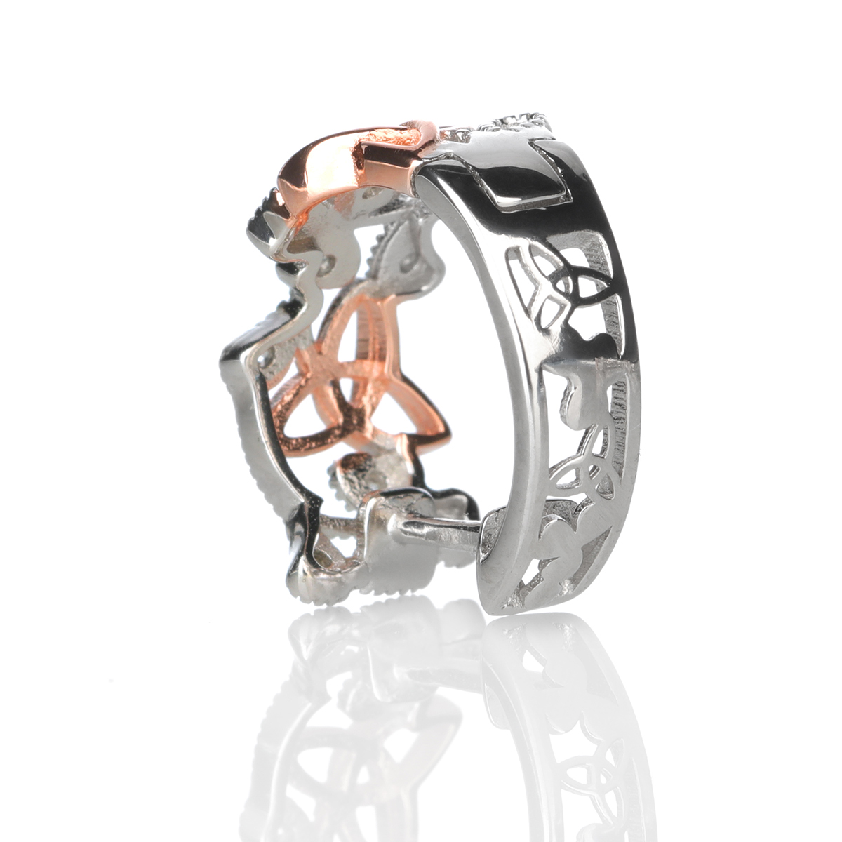 Ohhringe-ohrstecker-trinity-silber-rose-gold-kristall-002 Crystal Trinity Shamrock Kette - Keltischer Anhänger aus Irland - Silber & Roségold