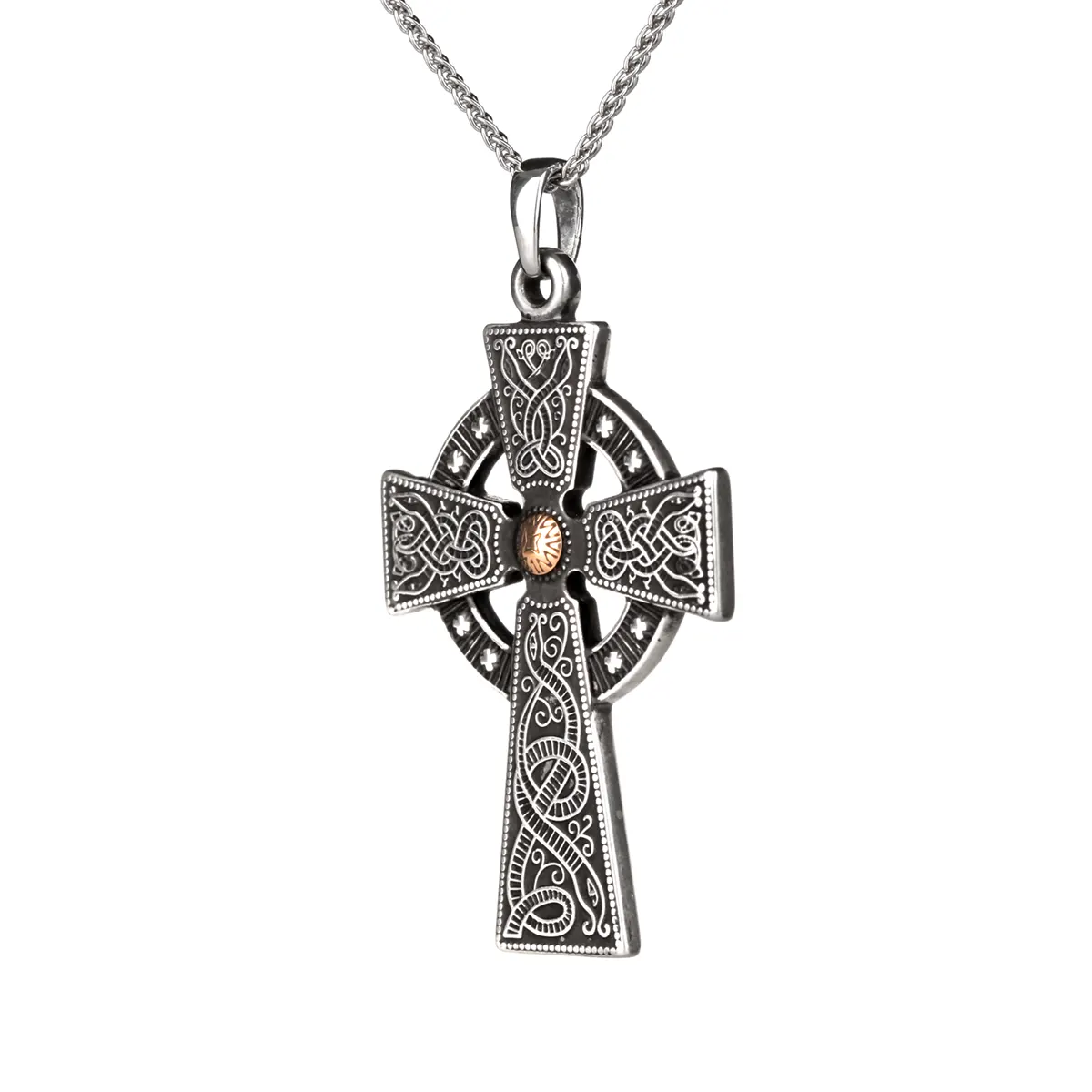 Antique Celtic Warrior Cross - keltisches Kreuz Anhänger & Kette aus Irland