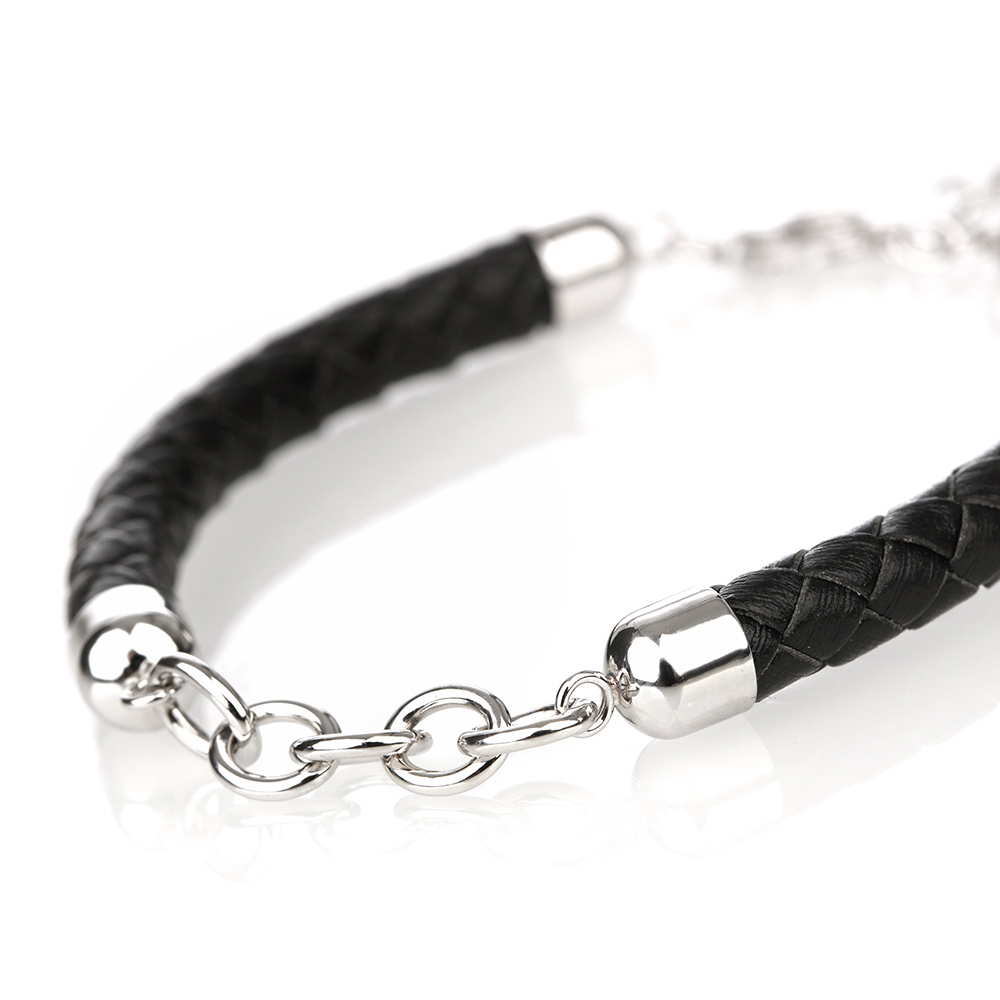 armband-charm-leder-silber-001 Geflochtenes Armband für Charms - Leder & Sterling Silber