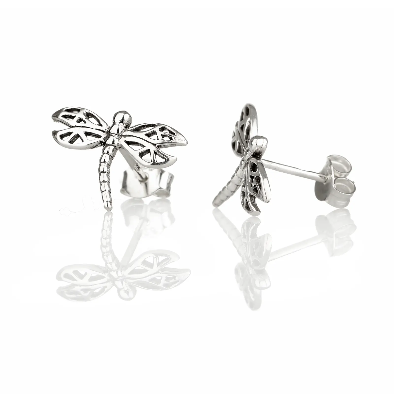 Dragonfly in Amber - Keltische Libellen Ohrstecker aus Sterling Silber