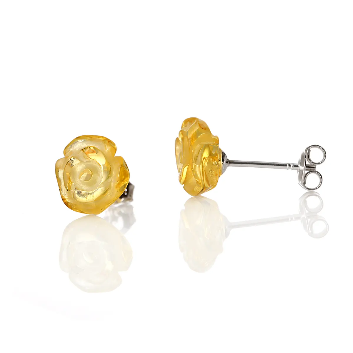 ohrstecker-ohrringe-rose-bernstein-amber-gelb-silber-irland-003 Amber Rose - Irische Ohrstecker aus honigfarbenem Bernstein & Sterling Silber