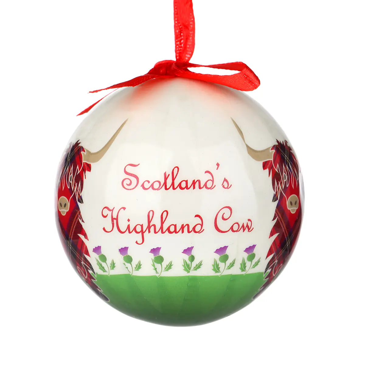 Highland Cow - Traditionell handgefertigte Weihnachtskugel mit schottischem Hochland-Rind