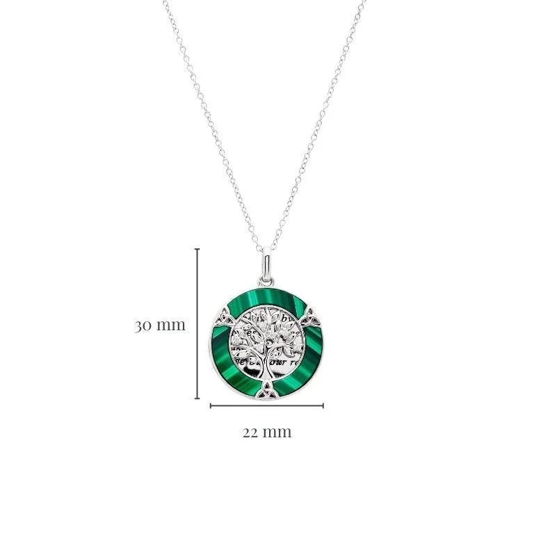 Kette-Anhaeger-family-malachit-silber-lebensbaum-018 Family Tree of Life - Keltische Lebensbaum Kette mit Malachit und Kristall