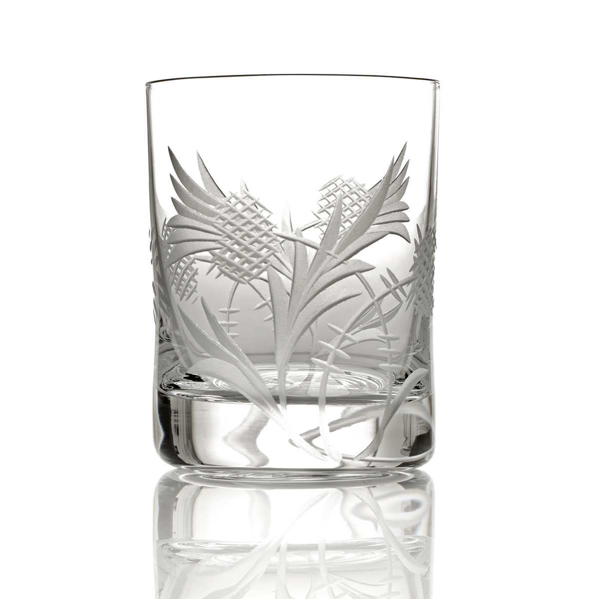 shot-whisky-kristall-glas-distel-thistle-001 Flower of Scotland Dram - Schottische Distel Kristall Whiskyglas aus Schottland