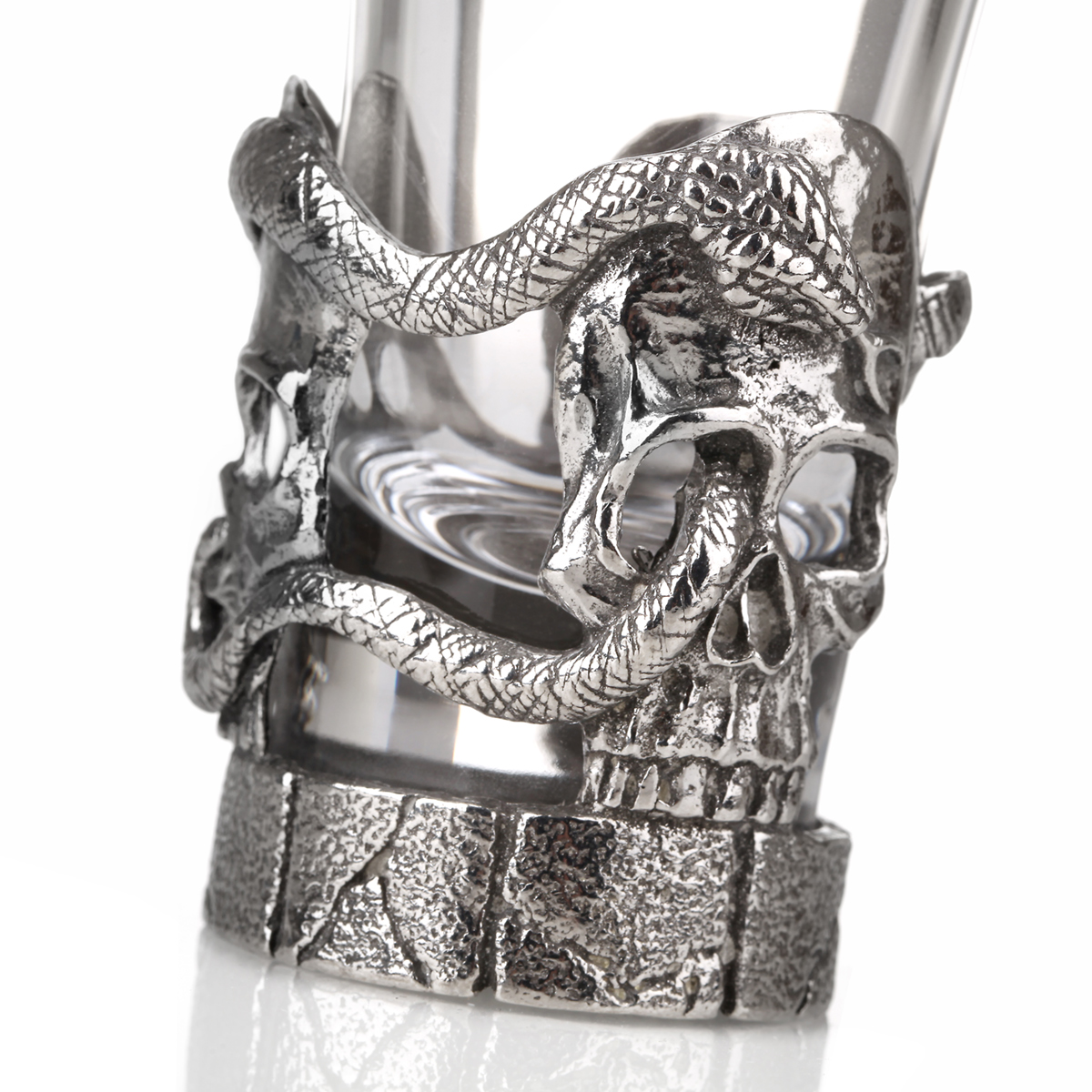 shotglas-schnaps-glas-skull-piraten-totenkopf-schlange-silber-006 Skull Shotglas - Handgefertigtes Totenkopf Schnapsglas aus England
