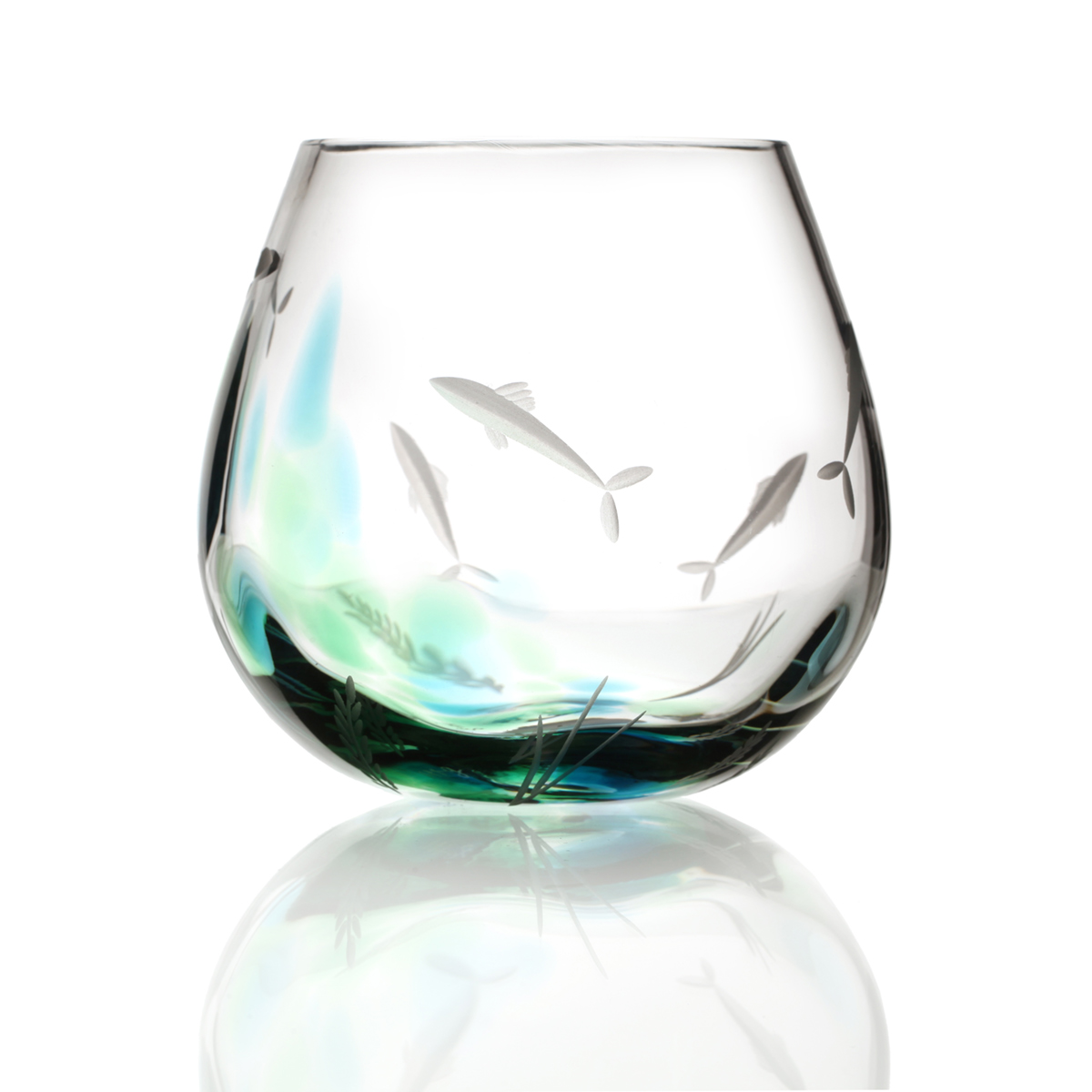 Irish Seagrass Teelicht Glas - Handgefertigtes Kristallglas aus Irland