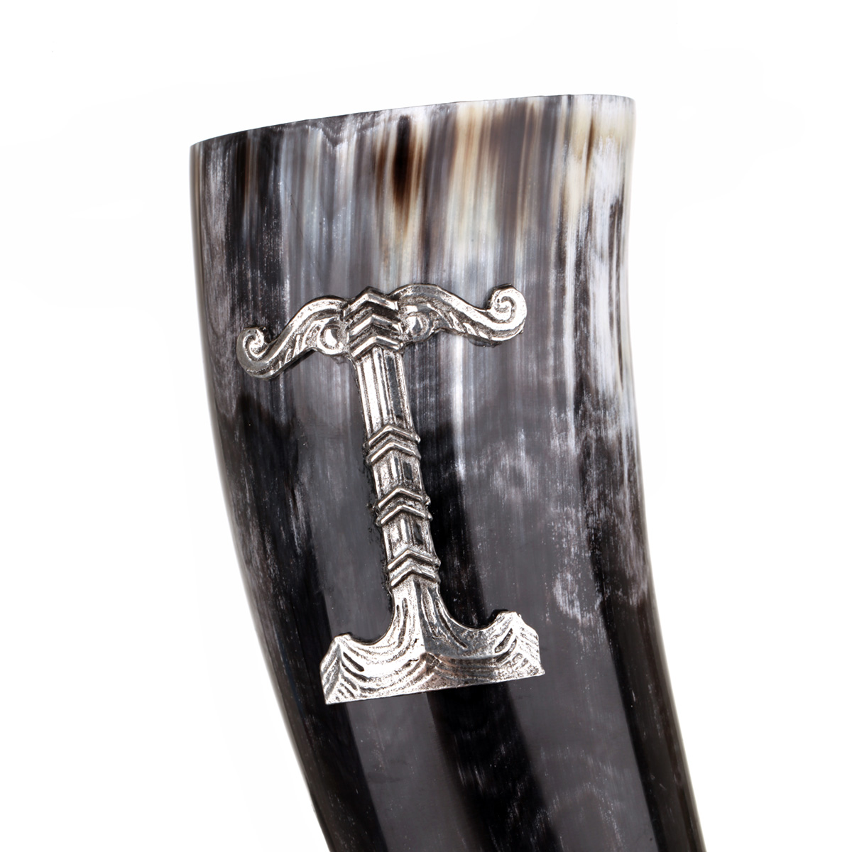 trinkhorn-methorn-irminsul-germanen-wikinger-002 Irminsul Trinkhorn - 0,5 Liter - poliertes Rinderhorn & Zinn Verzierung