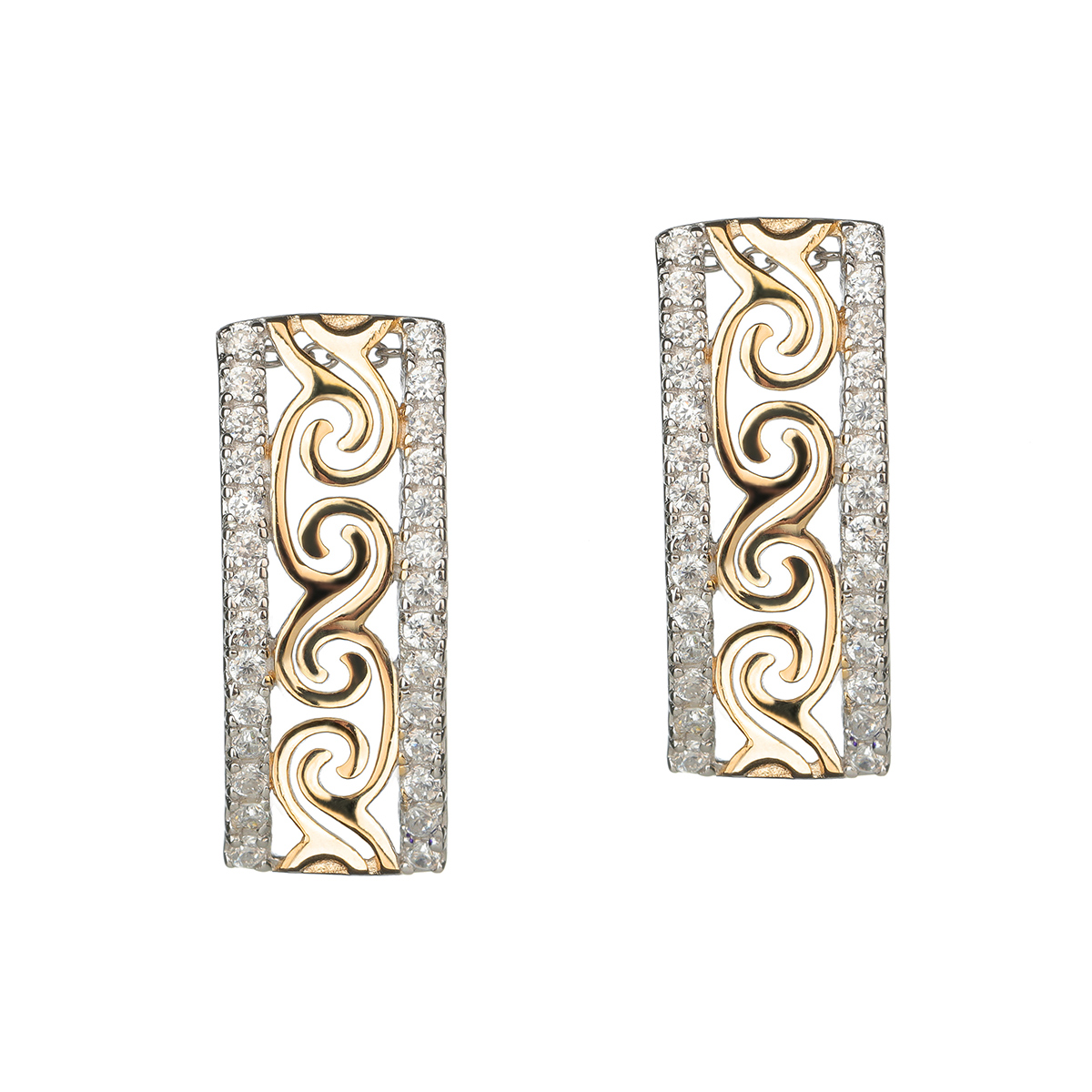 keltische-kristall-gold-silber-ohrstecker-irland-001 Celtic Wave - Keltische Ohrstecker aus Irland - Silber & Gold