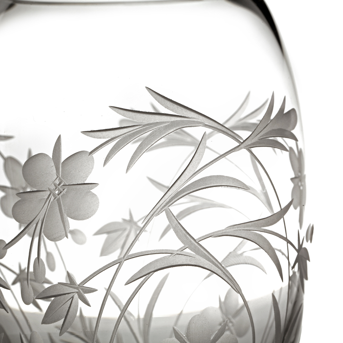 Meadow Flower Barrel Vase - Kristallglas mit Wiesenblumen Muster