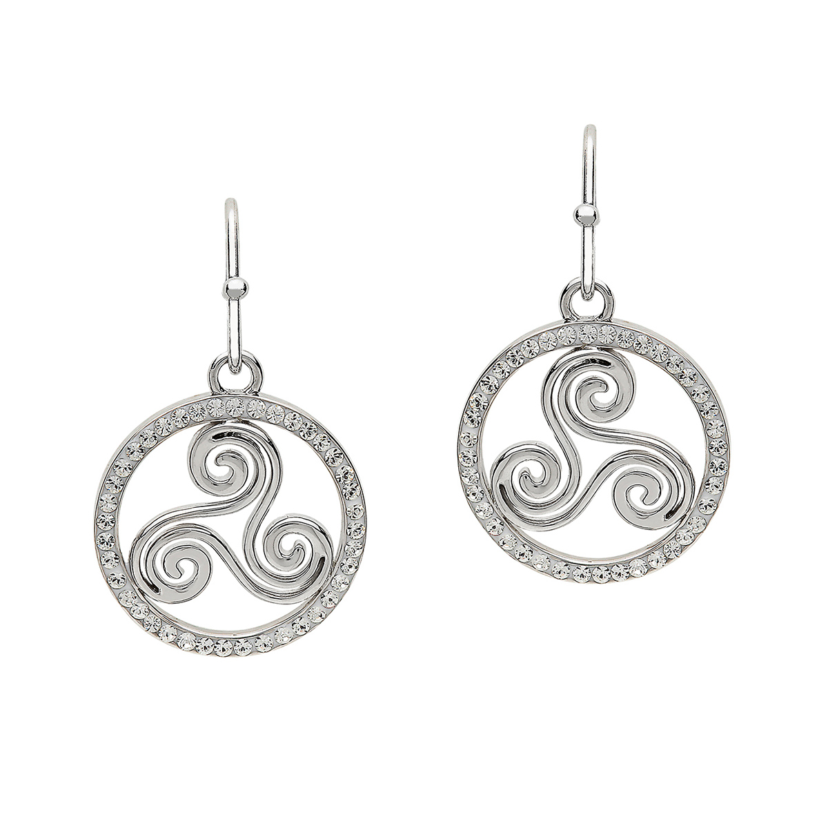 Swarovski-Triskele-ohrringe-keltisch Keltische Triskele Ohrhänger mit Swarovski® Kristallen - Handgefertigt in Irland